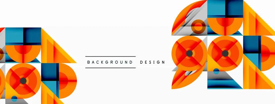 Dynamic geometric composition with sharp angles, circular forms, and gradient Stock Illustration