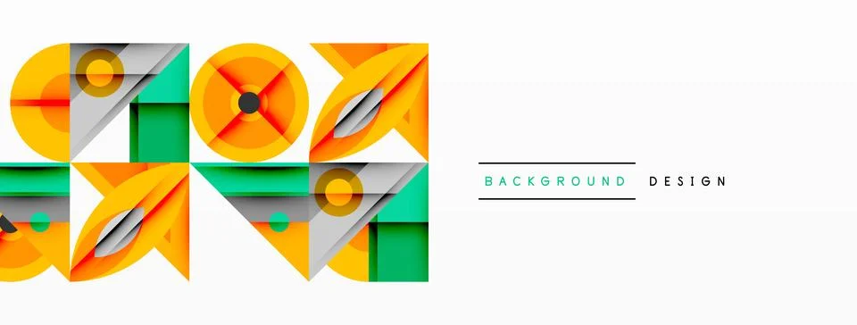 Dynamic geometric composition with sharp angles, circular forms, and gradient Illustrazione stock