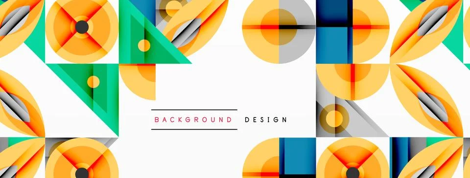 Dynamic geometric composition with sharp angles, circular forms, and gradient Stock Illustration