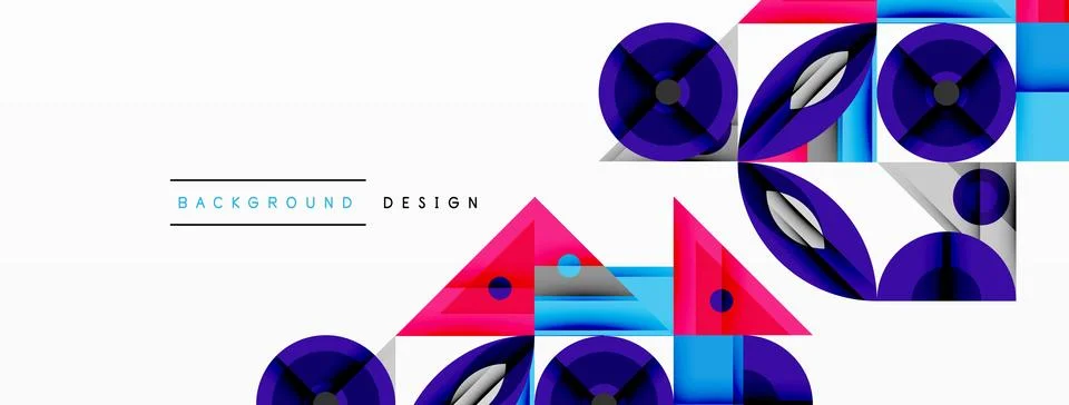 Dynamic geometric composition with sharp angles, circular forms, and gradient Stock Illustration