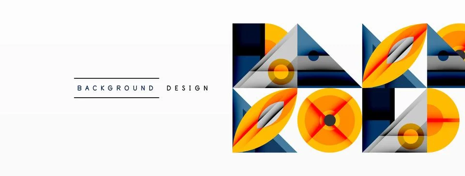 Dynamic geometric composition with sharp angles, circular forms, and gradient Stock Illustration