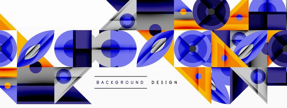 Dynamic geometric composition with sharp angles, circular forms, and gradient Stock Illustration