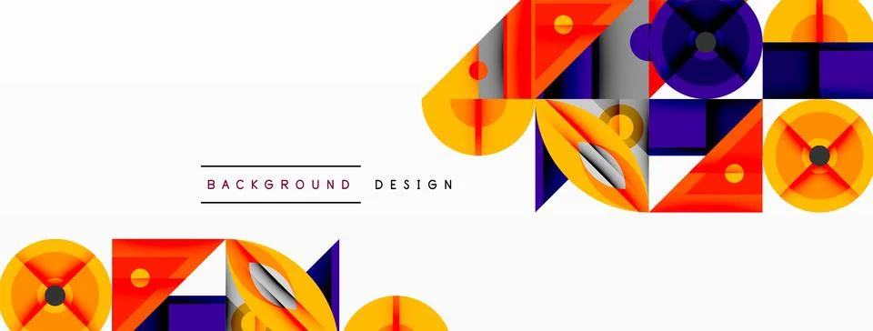 Dynamic geometric composition with sharp angles, circular forms, and gradient Stock Illustration