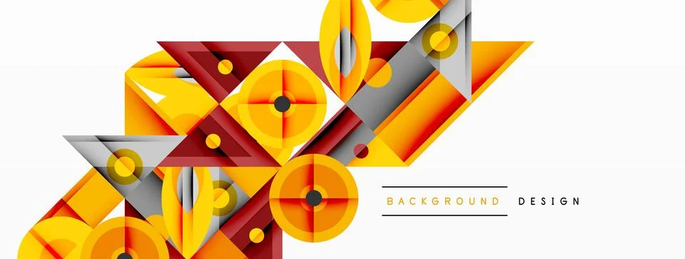 Dynamic geometric composition with sharp angles, circular forms, and gradient Stock Illustration