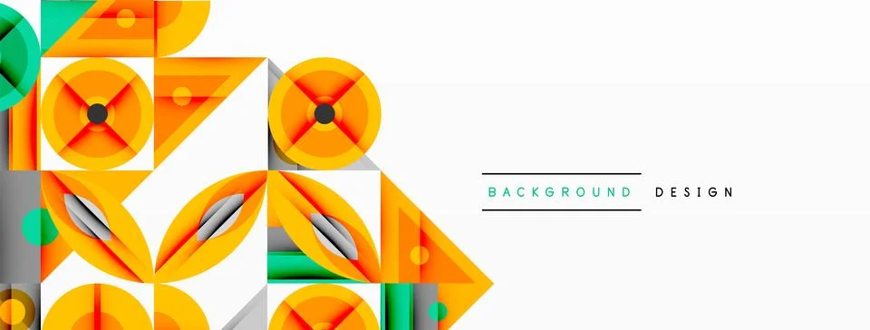 Dynamic geometric composition with sharp angles, circular forms, and gradient Stock Illustration
