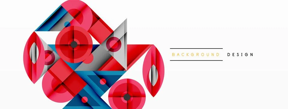 Dynamic geometric composition with sharp angles, circular forms, and gradient Stock Illustration