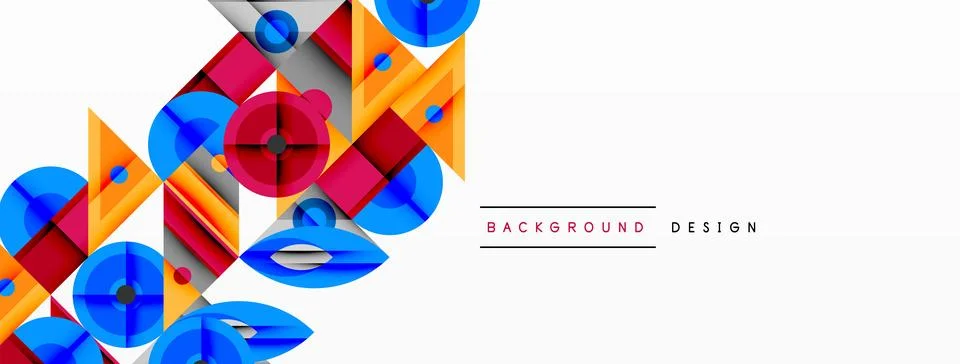 Dynamic geometric composition with sharp angles, circular forms, and gradient Stock Illustration