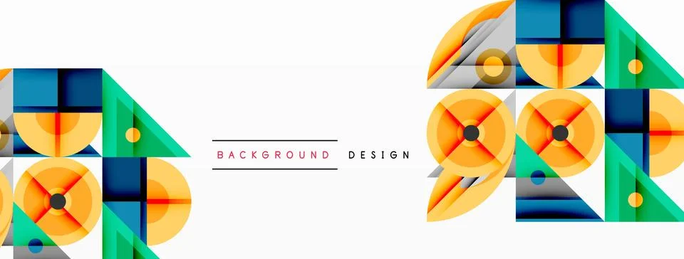 Dynamic geometric composition with sharp angles, circular forms, and gradient Stock Illustration