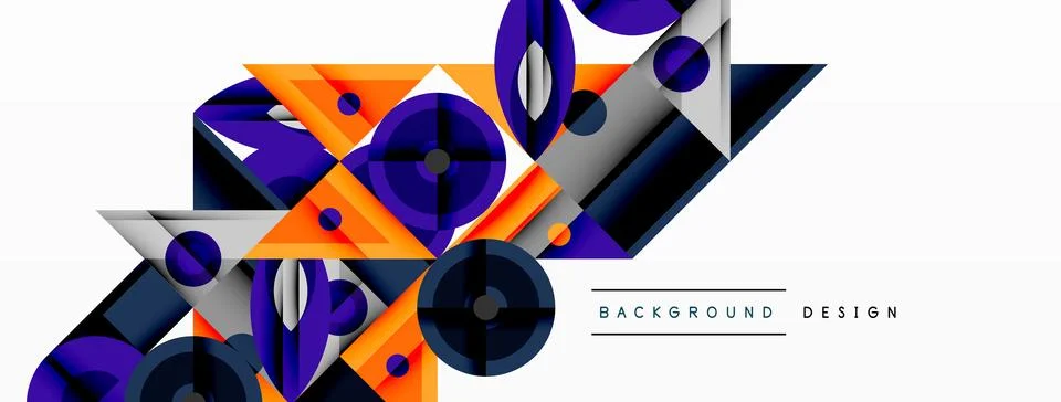 Dynamic geometric composition with sharp angles, circular forms, and gradient Stock Illustration