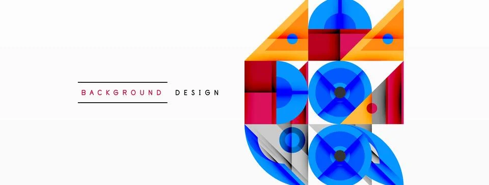 Dynamic geometric composition with sharp angles, circular forms, and gradient Stock Illustration