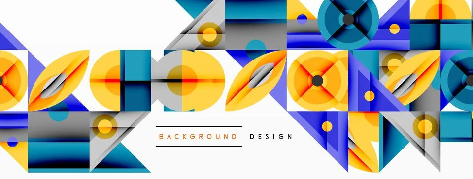 Dynamic geometric composition with sharp angles, circular forms, and gradient Stockillustratie