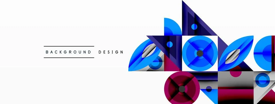 Dynamic geometric composition with sharp angles, circular forms, and gradient 스톡 일러스트