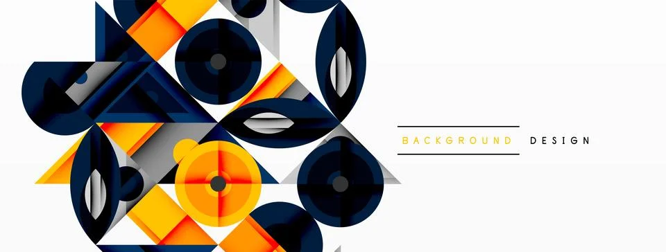 Dynamic geometric composition with sharp angles, circular forms, and gradient 스톡 일러스트