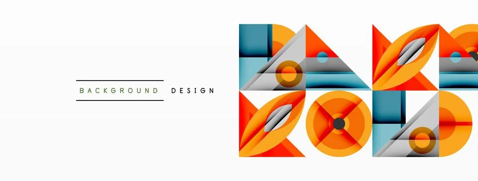 Dynamic geometric composition with sharp angles, circular forms, and gradient Stock Illustration
