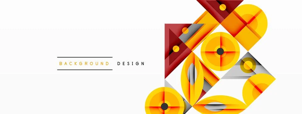 Dynamic geometric composition with sharp angles, circular forms, and gradient Stock Illustration