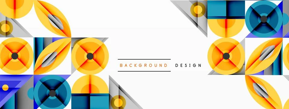 Dynamic geometric composition with sharp angles, circular forms, and gradient Stockillustratie