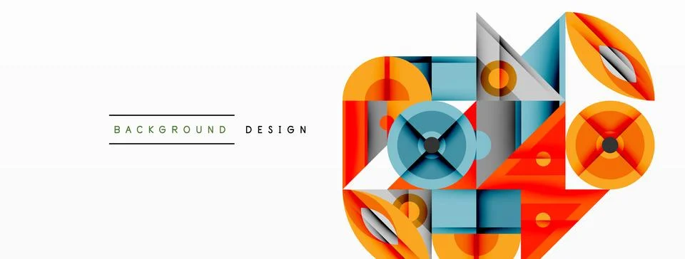 Dynamic geometric composition with sharp angles, circular forms, and gradient Stock Illustration