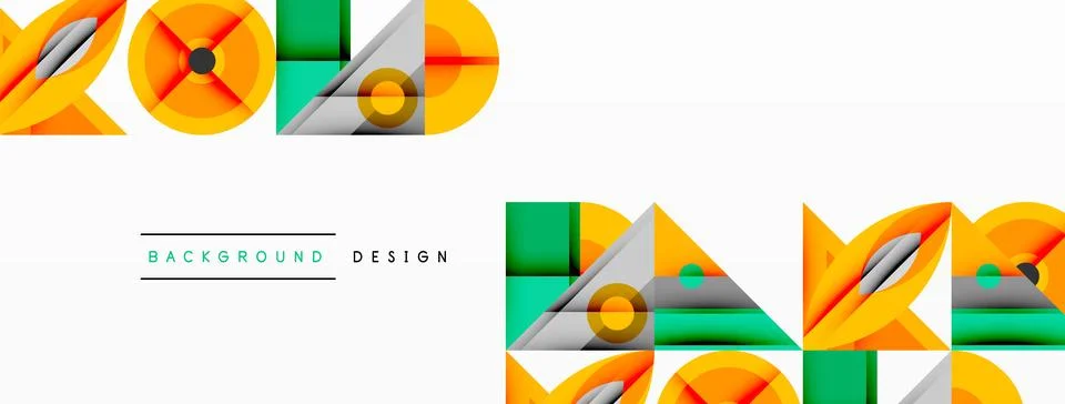 Dynamic geometric composition with sharp angles, circular forms, and gradient Stock Illustration