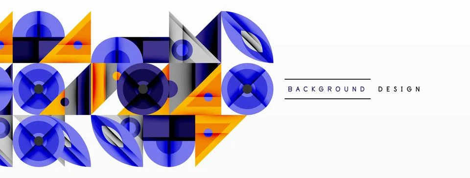 Dynamic geometric composition with sharp angles, circular forms, and gradient Stock Illustration