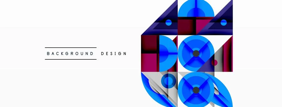 Dynamic geometric composition with sharp angles, circular forms, and gradient Stock Illustration