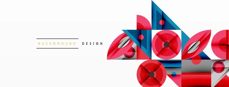 Dynamic geometric composition with sharp angles, circular forms, and gradient Stock Illustration