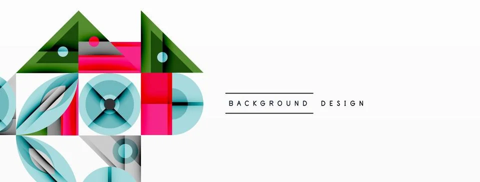 Dynamic geometric composition with sharp angles, circular forms, and gradient Stock Illustration