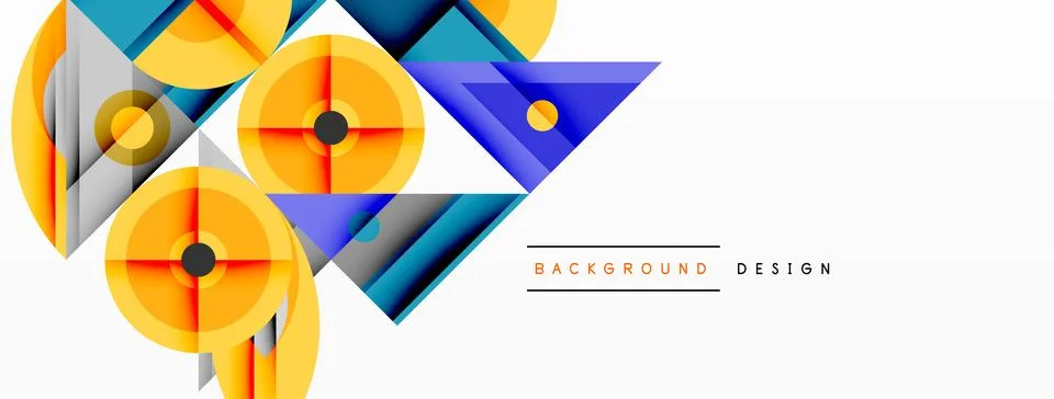 Dynamic geometric composition with sharp angles, circular forms, and gradient Stock Illustration