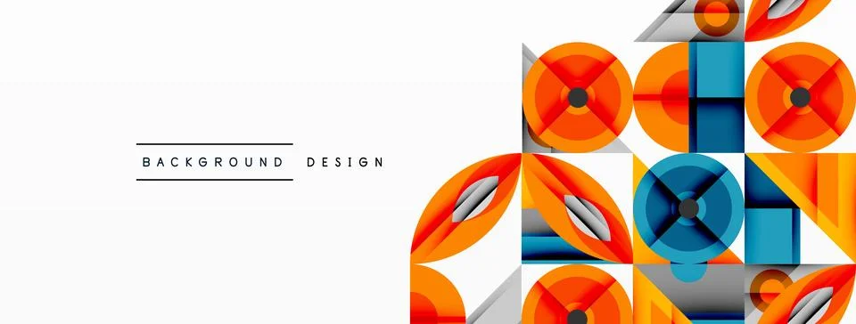 Dynamic geometric composition with sharp angles, circular forms, and gradient Illustrazione stock