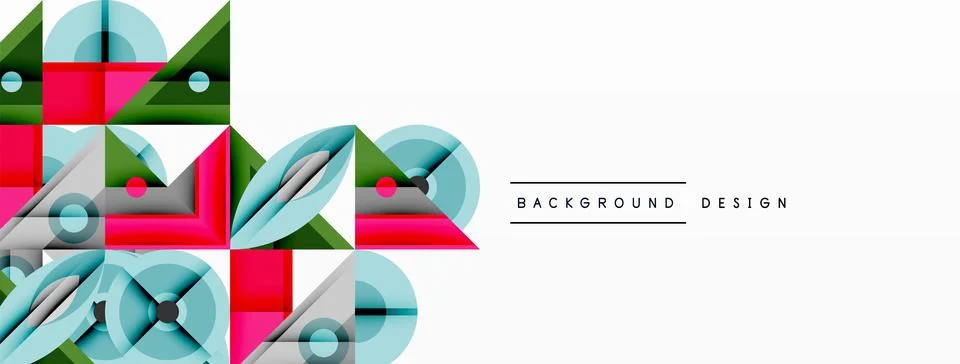 Dynamic geometric composition with sharp angles, circular forms, and gradient Stock Illustration