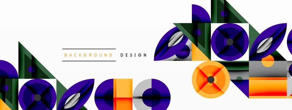 Dynamic geometric composition with sharp angles, circular forms, and gradient Stock Illustration
