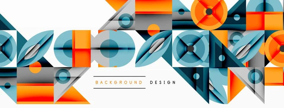 Dynamic geometric composition with sharp angles, circular forms, and gradient Stock Illustration
