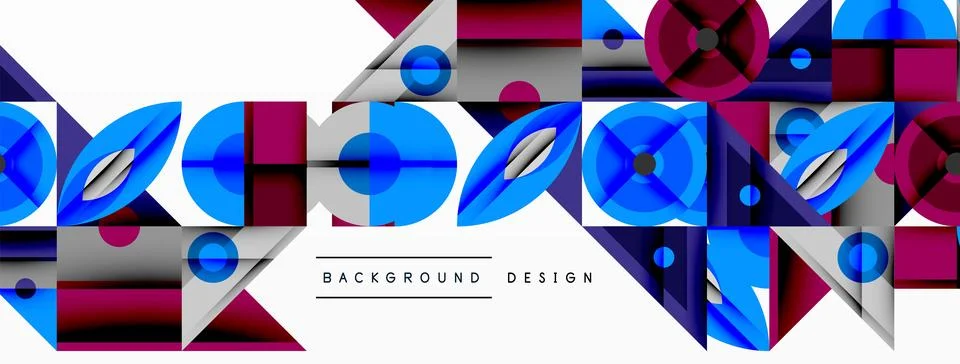 Dynamic geometric composition with sharp angles, circular forms, and gradient Stock Illustration