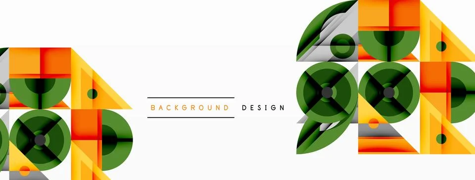 Dynamic geometric composition with sharp angles, circular forms, and gradient Illustrazione stock