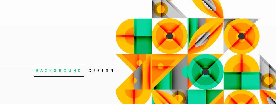 Dynamic geometric composition with sharp angles, circular forms, and gradient Stock Illustration