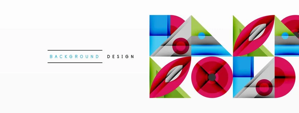 Dynamic geometric composition with sharp angles, circular forms, and gradient Stock Illustration