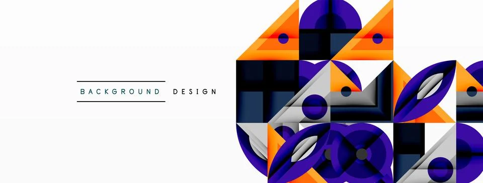 Dynamic geometric composition with sharp angles, circular forms, and gradient Stock Illustration