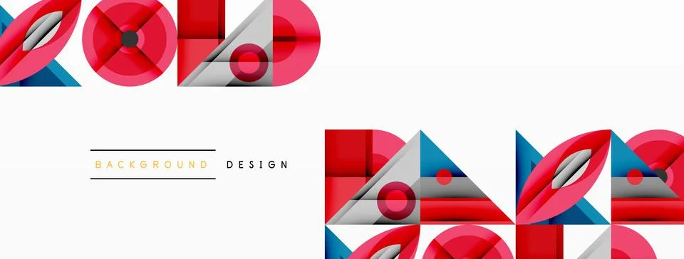 Dynamic geometric composition with sharp angles, circular forms, and gradient Stock Illustration