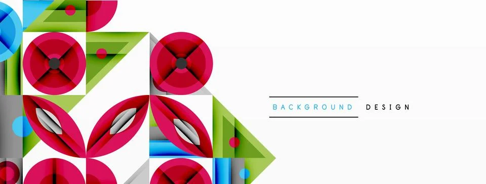 Dynamic geometric composition with sharp angles, circular forms, and gradient Stock Illustration