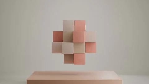 Dynamic Geometric Cubic Motion: Abstract 3D Animation of Cubes Rolling on Faces  Stock-Footage 266572751