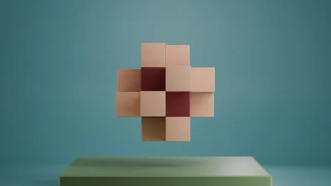 Dynamic Geometric Cubic Progression: Abstract 3D Animation of Pairs of Cubes Stock-Footage 265588124