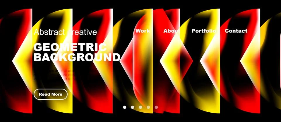Dynamic geometric design. Bright red, yellow gradients create flowing shapes. Stock-Illustration