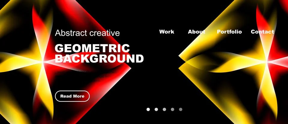 Dynamic geometric design features vibrant red, yellow gradients. Text promote Stock Illustration