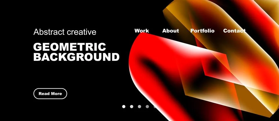 Dynamic geometric design. Vivid red, orange hues contrast black background. Stock Illustration