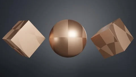 Dynamic Geometric Ensemble: Abstract 3D Animation of Two Spheres and a Cube Stock-Footage 265588050