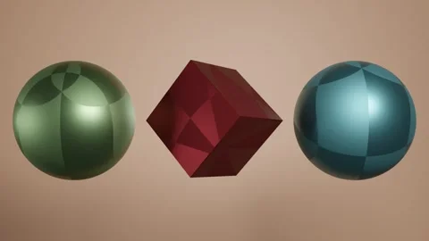Dynamic Geometric Fusion: Abstract 3D Animation of Rotating Metallic Figures Stock-Footage 266572376