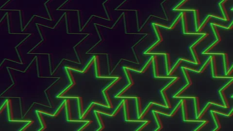 Dynamic geometric pattern futuristic green and red stars on black 動画素材 263812814