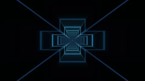 Dynamic geometric pattern with glowing lines in motion Stock Footage 345004595