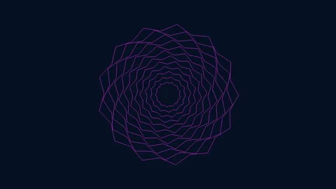 Dynamic geometric pattern intricate circles and intersecting lines in purple and Stock Footage 285675484