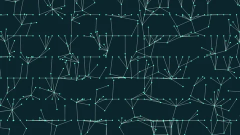 Dynamic geometric pattern intricate network of lines and dots on dark background Stock Footage 253962032