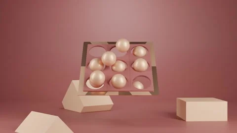 Dynamic Geometric Plate with Balls and Cubes: Abstract 3D Animation of Plate Stock-Footage 266571929